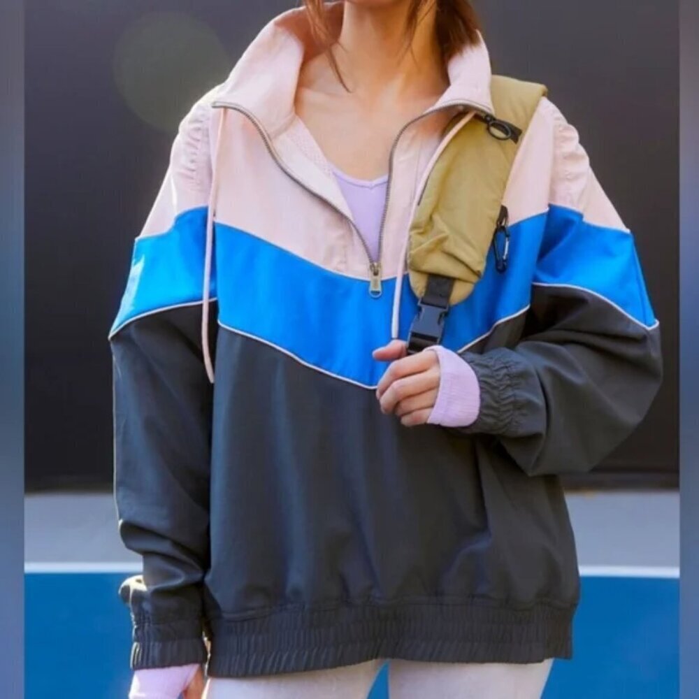 FP Movement Walk the Line Colorblock Pullover Jacket Quarter Zip Sporty SMALL